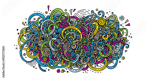 Vibrant Abstract Swirling Patterns and Shapes in Bright Colors.