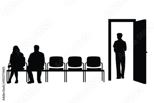 People Waiting by Door Silhouette