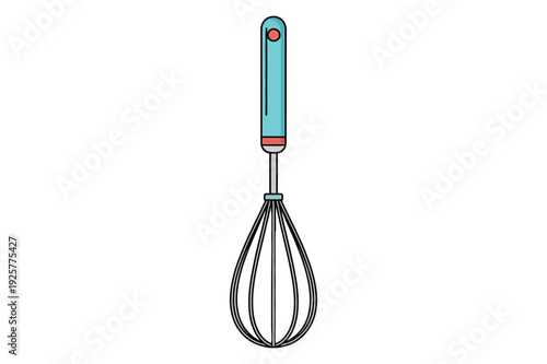 Kitchen whisk illustration with turquoise handle