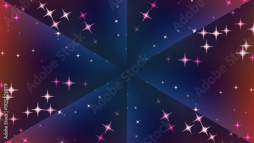 Abstract Glowing Pink Stars on Dark Blue Geometric Background