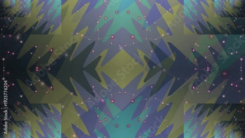 Symmetrical Abstract Digital Network and Jagged Geometric Pattern