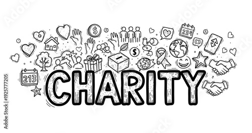 Charity and community symbols highlighting compassion and support