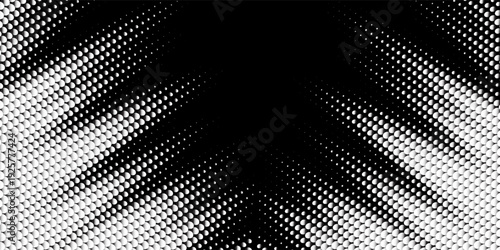 Abstract cityscape illustration with white dotted buildings against a black background.