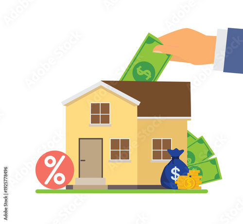 Investing in real estate. Represents property assets, housing market growth, financial returns, and business investment strategy