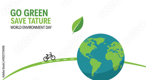Environmental conservation vector illustration with globe, leaf, and bicycle