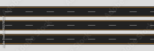Highway and street road icon set, top-down vector view of roads, lanes, and race tracks, ideal for map interfaces, traffic management, transportation apps, and urban planning design.