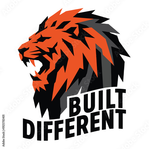 Stylized orange and gray lion head logo graphic declares the message built different.