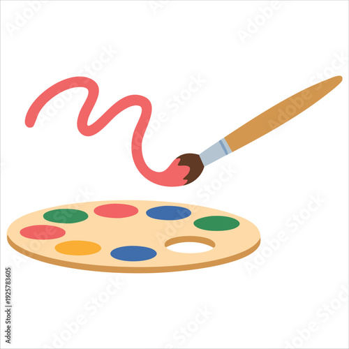 Colorful vector scene of paintbrush dipping for art and creativity concepts