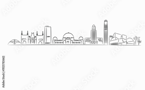 Los Angeles city skyline doodle