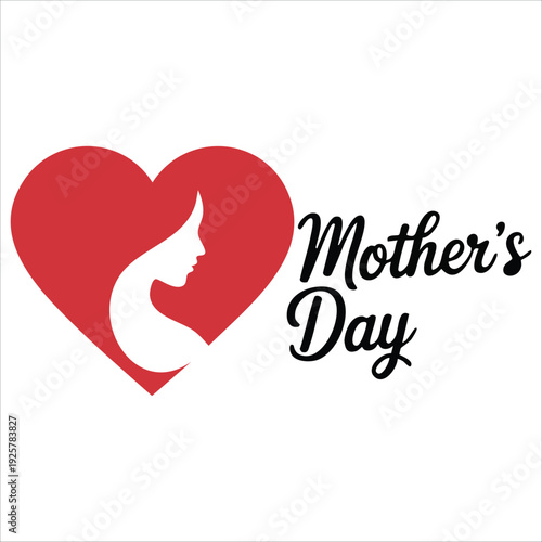 Mothers Day Design with Heart and Floral Elements Vector Illustration
