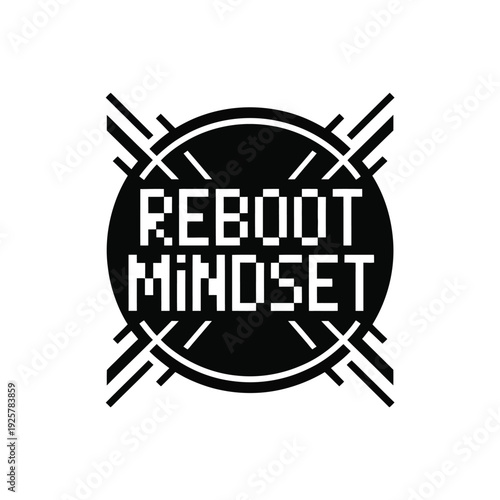 Reboot mindset circular graphic symbolizes system reset and personal renewal with sharp.