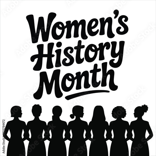 Womens History Month Illustration with Women of Different Ages and Nationalities Coming Together