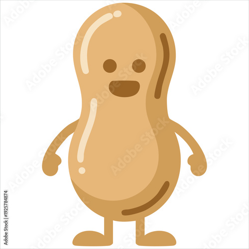 Peanut Vector Character with Confused Face Looking Upwards Body Expression Mascot