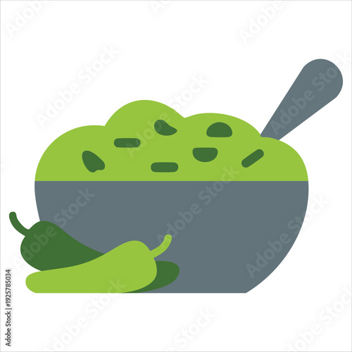 Traditional Indonesian Spice Paste in a Mortar Isolated Vector Illustration on White Background