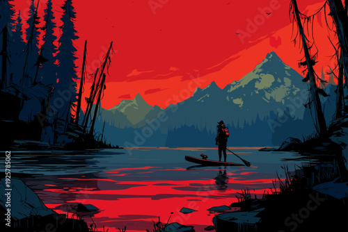 Serene SUP Ride on Mountain Lake