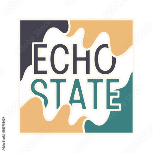Echo state modern logo features overlapping organic shapes in muted blue and tan tones.