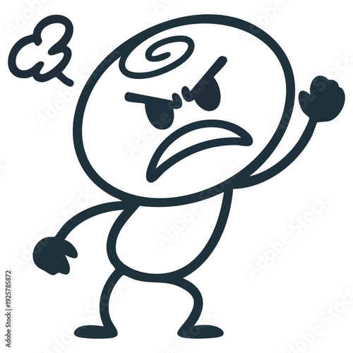 A Simple Person Running with a Deformed Angry Face Vector