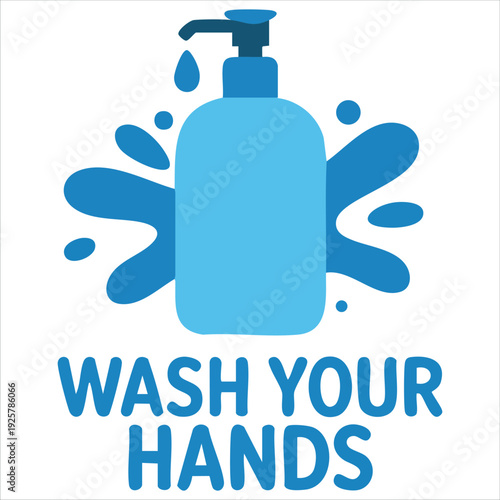 Liquid Soap Hand Sanitizer in Bottle with Drops Wash Your Hands Concept Vector