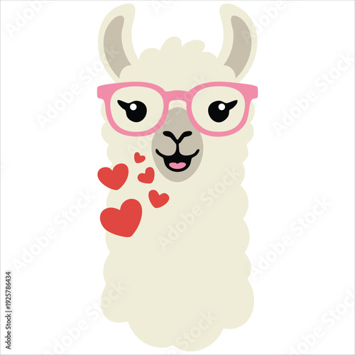 Adorable Lama with Love Text for Fashion Graphics and Cards Isolated Vector Illustration on White Background