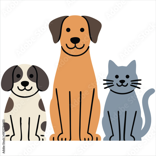 Adorable Cat and Dog Snuggling Together Vector Illustration