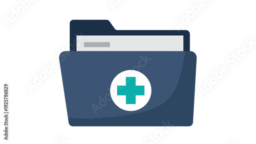 Healthcare folder icon with medical cross symbol for digital records