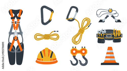 Essential safety equipment set for construction and industrial workplaces