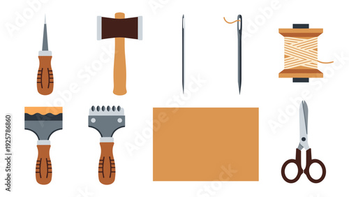 Crafting essentials: tools for handmade projects with flat design