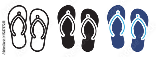 Flip-Flops Icon Set – Summer Footwear and Beach Vector Illustration
