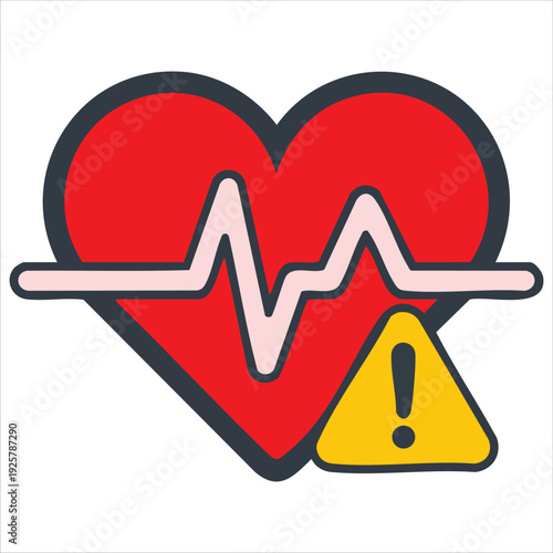 Warning Triangle Icon Failure Icon with Heart Sign Heart Attack Medical Icon Vector Illustration