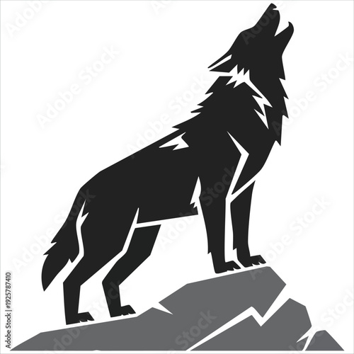 Wild Canine Howling for Nature and Wildlife Themes Isolated Vector Illustration on White Background
