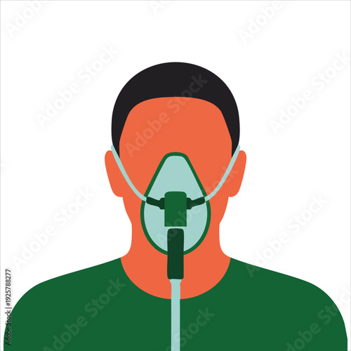 Patient Oxygen Mask Illustration Vector of Flat Design Perfect for Medical Icon