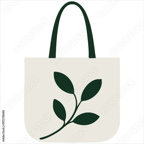 Stylish green reusable shopping bag with leaf pattern and stitched handles for environmentally conscious daily essentials