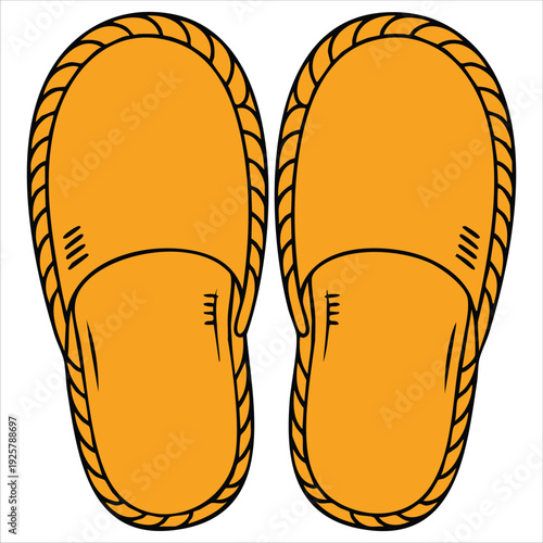 Relaxing Russian bathhouse concept with fabric bath slippers flat vector design for spa hygiene and steam room accessories