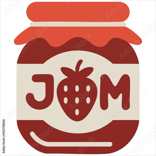 Sweet strawberry jam vector illustration for breakfast spreads fruit preserves and homemade dessert condiment designs