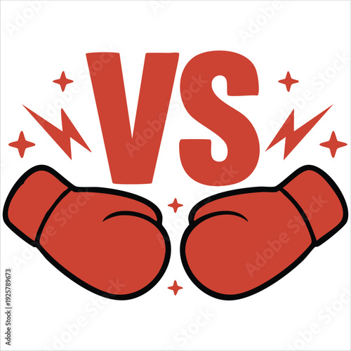 Red and blue boxing gloves fight icon battle versus emblem flat cartoon for combat sports and competition designs