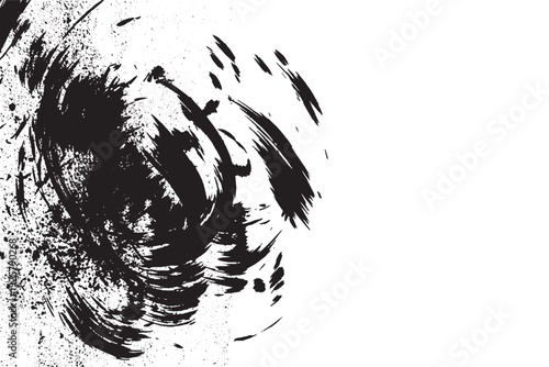 Abstract Black Ink Splash and Brush Stroke Background