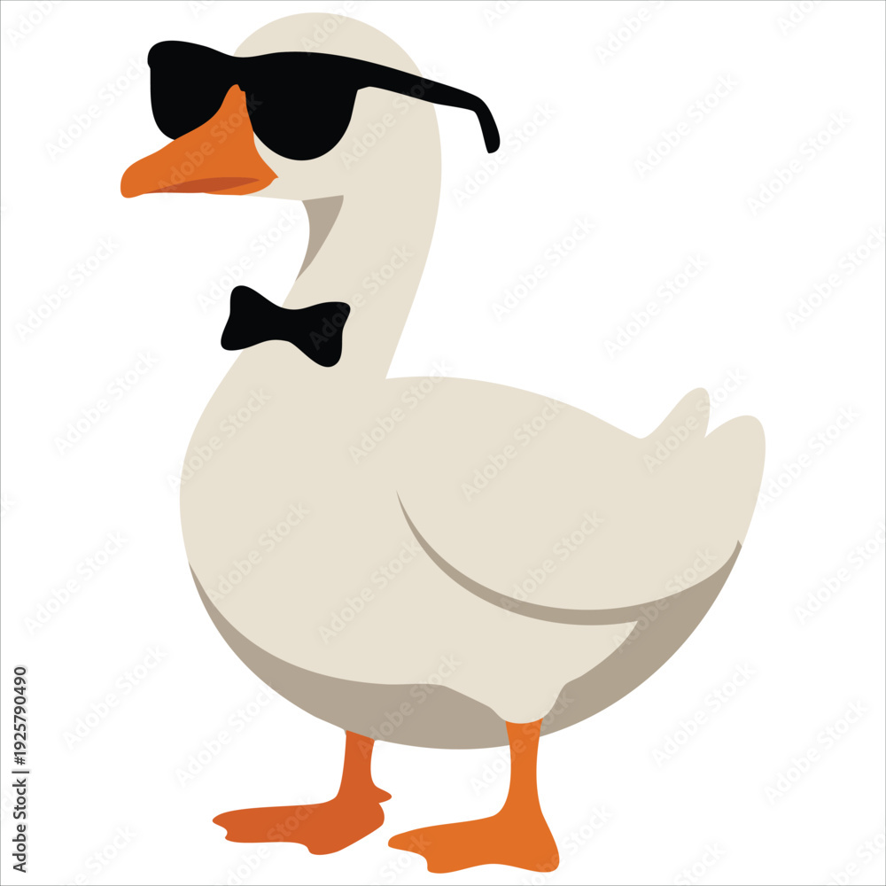 Fototapeta premium Funny goose character with trendy typography text for playful sticker designs