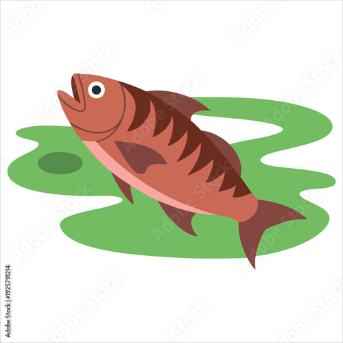 Rotten fish with flies for food poisoning and damaged product danger concepts