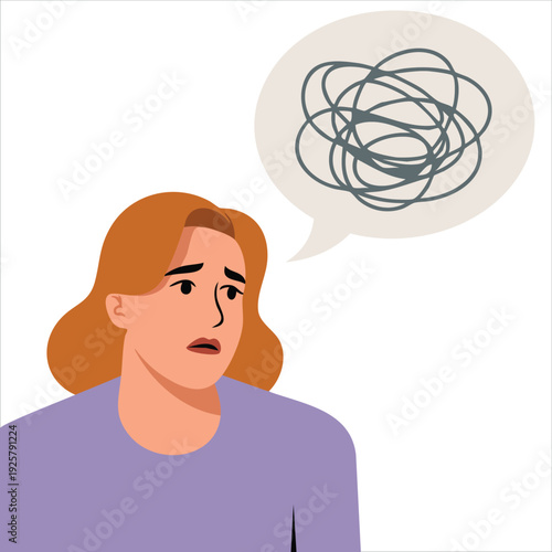 Woman having difficulty speaking for mental disorder and Alzheimer symptom concepts