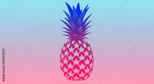 Vibrant Pink Pineapple with Blue Leaves Gradient.