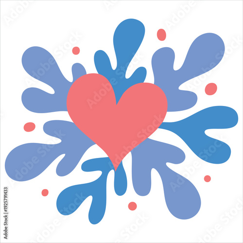 Romantic heart with botanical elements for self love and emotional growth concepts