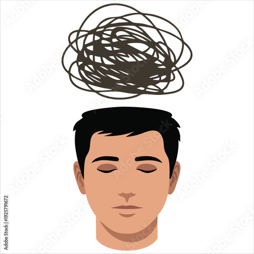 Worried person with intrusive thoughts for depression and anxiety concepts