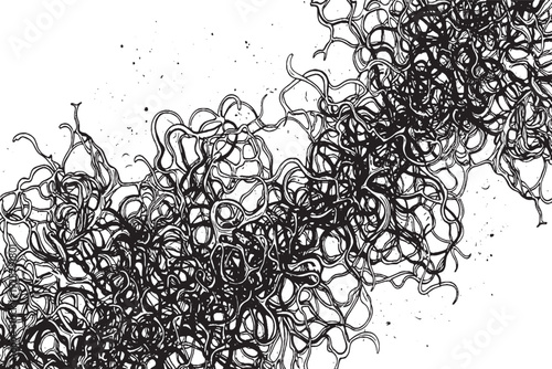 Chaotic Black Ink Scribble Cluster Abstract Background