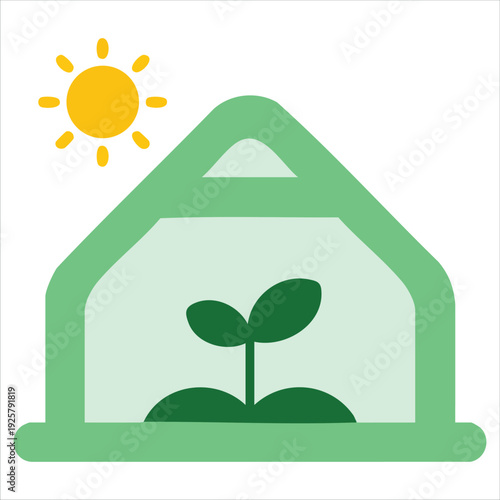 Plant greenhouse with sun for gardening and farming illustration designs