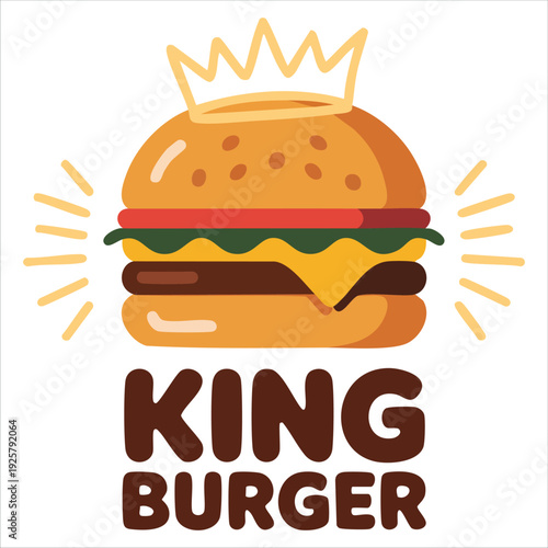 King burger concept with crown and stars for delicious fast food designs