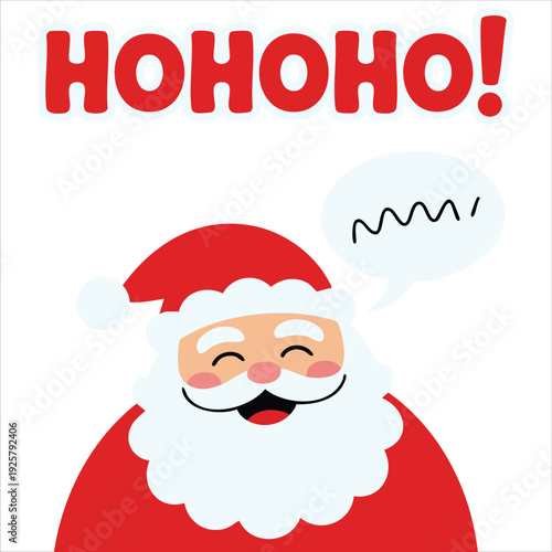 Santa Claus doodle with Hohoho calligraphy for Christmas card designs