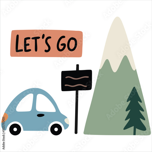 Adventure car with mountains for travel and camping t shirt designs
