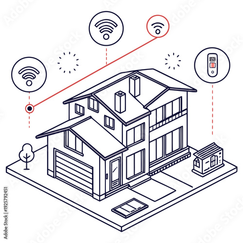 A house with smart home devices and internet connection