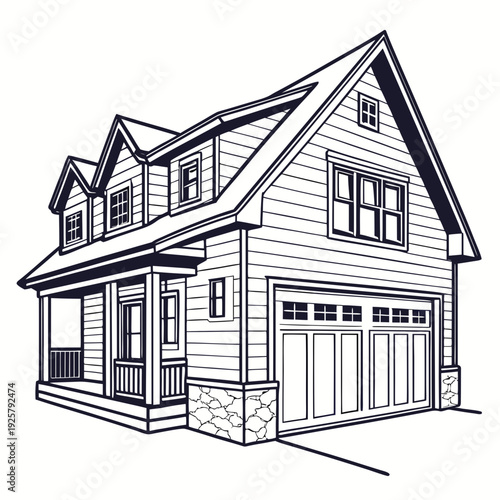 A house with a garage and a porch