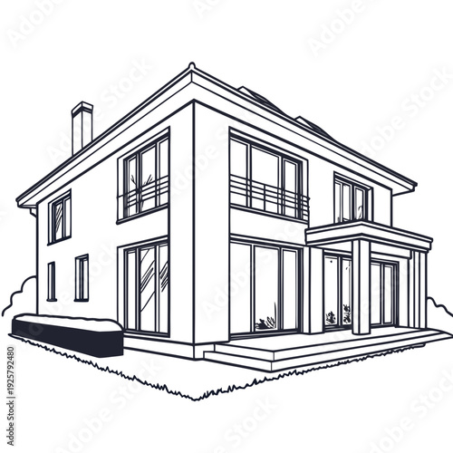 A large house with a balcony and columns